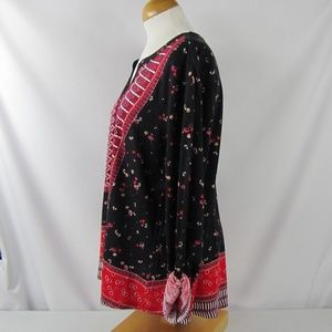 Style & Co Printed Roll-Tab Sleeve Knit Top Sz 0X